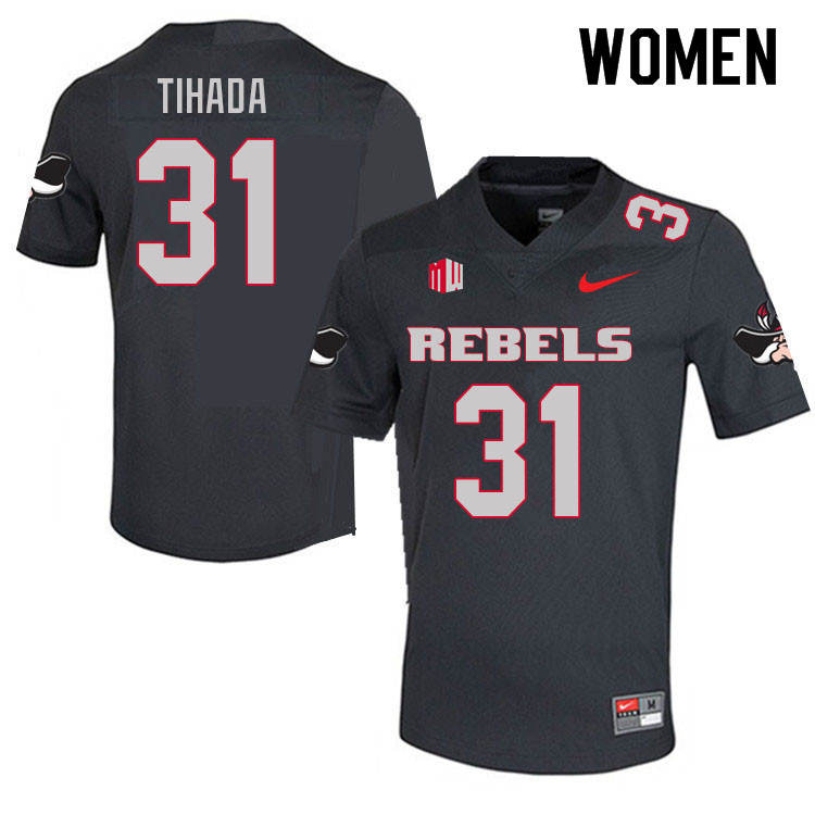 Women #31 Josh Tihada UNLV Rebels College Football Jerseys Sale-Charcoal